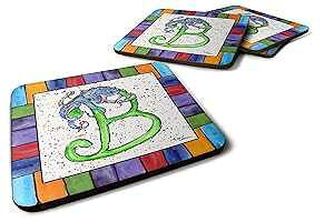 Caroline's Treasures 8425-BFC Beach and Seafood Foam Coaster Set of 4 Set of 4 Cup Coasters for Indoor Outdoor, Tabletop Protection, Anti Slip, Mouse pad Material