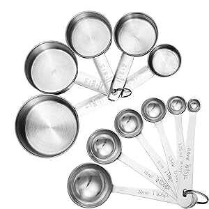Accmor 11 s[XXeXX`[vʃXv[JbvZbgAv~AX^bJu傳vʃZbgMtgt̍ޗx[LO Accmor 11 Piece Stainless Steel Measuring Spoons Cups Set, Premiu