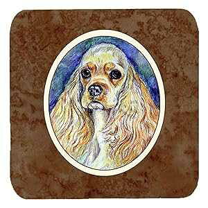 Caroline's Treasures otRbJ[XpjG tH[R[X^[ (4 Zbg)A3.5 C`A}`J[ Caroline's Treasures Buff Cocker Spaniel Foam Coasters (Set of 4), 3.5", Multicolor
