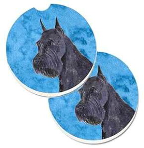 Caroline's Treasures SS4799-BUCARC Blue Schnauzer Set of 2 Cup Holder Car Coasters Absorbent Sandstone Coasters for Car Cup Holders Gifts for Men or Women, Large, Multicolor