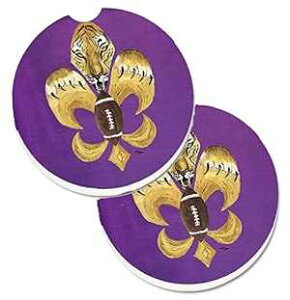 Caroline's Treasures 8205-2CARC Tiger Football Fleur de lis Set of 2 Cup Holder Car Coasters Absorbent Sandstone Coasters for Car Cup Holders Gifts for Men or Women, Large, Multicolor