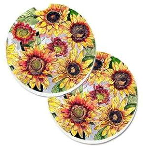 Caroline's Treasures 8766CARC Sunf Set of 2 Cup Holder Car Coasters Absorbent Sandstone Coasters for Car Cup Holders Gifts for Men or Women, Large, Multicolor