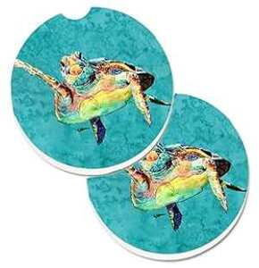 Caroline's Treasures 8672CARC Turtle Set of 2 Cup Holder Car Coasters Absorbent Sandstone Coasters for Car Cup Holders Gifts for Men or Women, Large, Multicolor