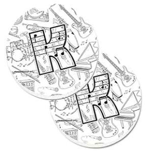 Caroline's Treasures CJ2007-KCARC Letter K Musical Note Letters Set of 2 Cup Holder Car Coasters Absorbent Sandstone Coasters for Car Cup Holders Gifts for Men or Women, Large, Multicolor