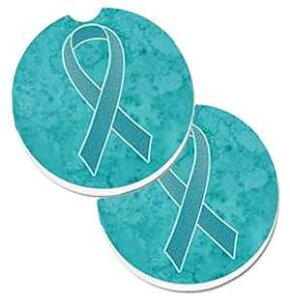 Caroline's Treasures AN1201CARC [peB[{ Jbvz_[J[R[X^[ 2 ZbgA[WA}`J[ Caroline's Treasures AN1201CARC Teal Ribbon for Ovarian Cancer Awareness Set of 2 Cup Hold