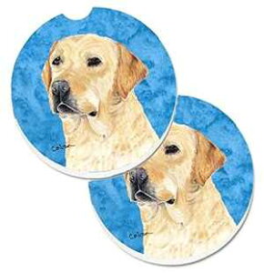 Caroline's Treasures SC9133BUCARC Blue Labrador Set of 2 Cup Holder Car Coasters Absorbent Sandstone Coasters for Car Cup Holders Gifts for Men or Women, Large, Multicolor