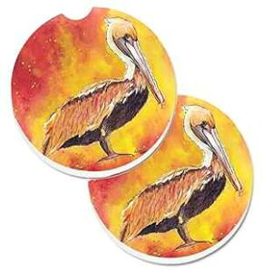 Caroline's Treasures 8344CARC Pelican Set of 2 Cup Holder Car Coasters Absorbent Sandstone Coasters for Car Cup Holders Gifts for Men or Women, Large, Multicolor