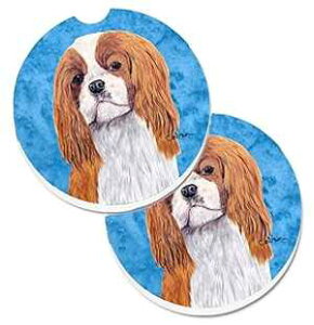 Caroline's Treasures SC9118BUCARC Blue Cavalier Spaniel Set of 2 Cup Holder Car Coasters Absorbent Sandstone Coasters for Car Cup Holders Gifts for Men or Women, Large, Multicolor