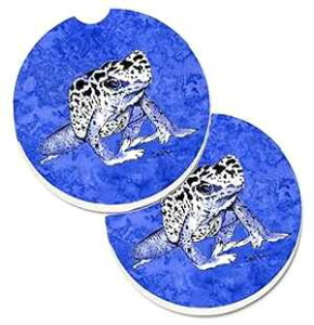 Caroline's Treasures 8687CARC Frog Set of 2 Cup Holder Car Coasters Absorbent Sandstone Coasters for Car Cup Holders Gifts for Men or Women, Large, Multicolor