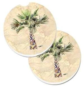 Caroline's Treasures 8480CARC Palm Tree Set of 2 Cup Holder Car Coasters Absorbent Sandstone Coasters for Car Cup Holders Gifts for Men or Women, Large, Multicolor