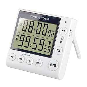 Runleader Kitchen Timer, Bakery Timer, Digital Display Cooking Timer Count Down/Count Up Timer with Magnetic Back,Independent Button,Aloud Alarm,for Cooking Learning Sport Office(Battery Included)