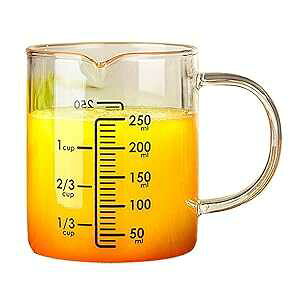 Emoyi r[J[ KX vʃJbv t ~N R[q[ Jbv }O Emoyi Beaker Glass Measuring Cup with Spout Milk Coffee Cup Mug
