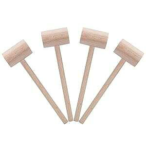 ؐJj}bgV[t[hLރuX^[NbJ[LtVRn}[A4Zbg MIHEY Wood Crab Mallets Seafood Shellfish Lobster Cracker Hardwood Natural Hammers, Set of 4