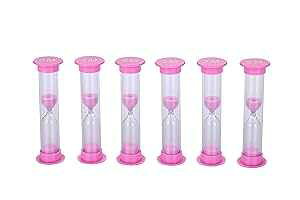 I-MART 6 Pcs Plastic 2 Minutes Sand Timer Sandglass Hourglass Sand Clock, Pink
