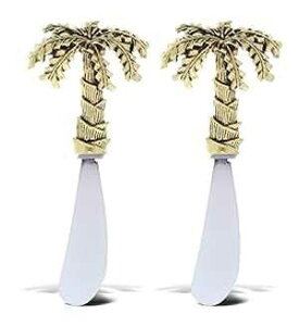 KitchaBon Gold Stainless Steel Dip & Cheese Spreader, Condiment & Butter Spreader Utensils For Appetizer Spread, Metal Cheese Spreaders Kitchen Set of 2-4.75 - Palm Tree