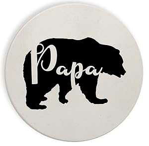 Z~bN Xg[ R[X^[ R[X^[ 4 Zbg - exA lKeBu Xy[X eLXg VGbg (pp xA) Hat Shark Ceramic Stone Coaster Coasters Set of Four - Parent Bear Negative Space Text Silhoue