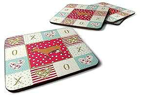 Caroline's Treasures CK5315FC Oberhasli Goat Love Foam Coaster Set of 4, Red Set of 4 Cup Coasters for Indoor Outdoor, Tabletop Protection, , Mouse pad Material