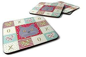 Caroline's Treasures CK5095FC British Shorthair Cat Love Foam Set of 4 Coasters, Multicolor