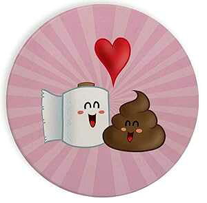 Hat Shark Ceramic Stone Coaster Coasters Set of Four - Best Friends Funny Toilet Paper & Poop in Love w/Heart