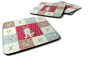 Caroline's Treasures CK5734FC Aegean Cat Love Foam Coaster Set of 4 Set of 4 Cup Coasters for Indoor Outdoor, Tabletop Protection, , Mouse pad Material