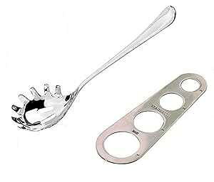 sheng'hang Spaghetti Server Pasta Fork Noodle Serving Spoon Drains Serves Set 9.8-inch Stainless Steel Comfortable Grip Design Spaghetti Server for Kitchen