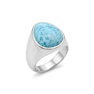 Natural Rocks by Kala Natural Dominican Larimar 925 Solid Sterling Silver Unisex Ring Size 8.25
