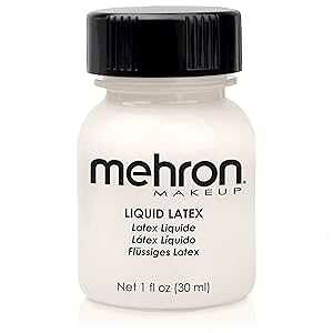 Mehron Makeup Liquid Latex SFX Makeup Halloween Latex Makeup Latex Glue for Skin Prosthetic Glue 1 fl oz (30 ml) (Clear Flesh)