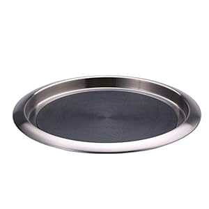 Service Ideas TR1412SR 14 �C���` �m���X���b�v ���E���h �g���C�A�V���R�� �O���b�v�t���A�V���o�[ Service Ideas TR1412SR 14 Non-Slip Round Tray, with Silicone Grip, Silver