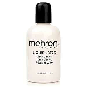 Mehron Makeup Liquid Latex SFX Makeup Halloween Latex Makeup Latex Glue for Skin Prosthetic Glue 4.5 fl oz (133 ml) (Clear)
