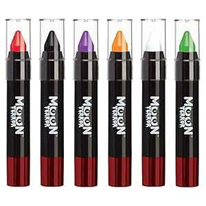 Halloween Face Paint Stick Body Crayon by Moon Terror, SFX Make up - Set of 6 - Special Effects Make up - 0.12oz
