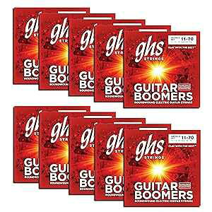 GHS Strings GBZWLO - 10 Pack - Guitar Boomers, Nickel-Plated Electric Guitar Strings, LOW TUNED Heavy Weight Low Tuned (.011-.070)