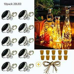 Starry Love �_�C�������h�\�[���[���C���{�g�����C�g 10 �p�b�N 20LED ���O�h���t�F�A���[���C�g�X�g�����O ���T�C�N�����C���{�g�������p Starry Love Diamond Solar Wine Bottle Lights 10 Packs 20LED Outdoor Wate
