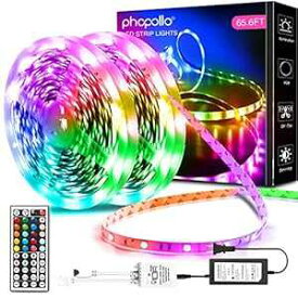 Phopollo LED ライト 65 フィート エクストラロング LED ストリップライト 寝室用 色変更 600 LED 明るい Luces LED パラデコラシオン ハビタシオン RGB DIY カラーオプション 電源とリモコン付き Phopollo LED Lights 65 FT Extra Long Led St