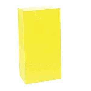 Amscan Yellow Sunshine Large Packaged Paper Bags - 10" x 5.25" (Pack of 12) - Perfect for Gifts, Parties & Special Occasions