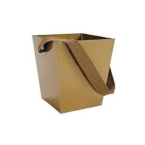Fun Express - S[h {[oPc {nht p - p[eB[pi - Rei&{bNX -  - EFfBO - 6 Fun Express - Gold Cardboard Bucket W/ribbon Handle for Wedding - Party Suppl