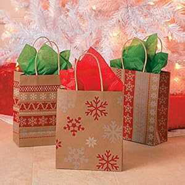 レッド/ホワイト ノルディックプリント クラフトバッグ (DZ) - パーティー用品 - 12 個 Fun Express RED/WHITE NORDIC PRINT CRAFT BAG (DZ) - Party Supplies - 12 Pieces