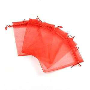 PEPPERLONELY uh 100 bhp[eB[LOiВI[KUMtgobO 150x100mm (6x4 C`) PEPPERLONELY Brand 100PC Red Party Favor Drawstring Organza Gift Bags 150x100mm (6x4 Inch)