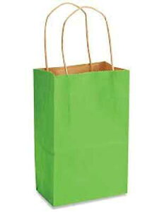 K-Kraft 15 USA Lime Green Kraft Paper Gift Wrap Bags (Small 5.5" x 8.4" x 3.25" Gusset)