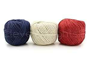 CleverDelights bhAzCgAlCr[̃W[gRR{pbN - 150[h - a2mm - VRW[gR CleverDelights Red White and Navy Jute Twine Combo Pack - 150 Yards - 2mm Diameter - Natural Jute Twine