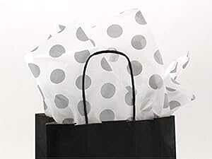CleverDelights Metallic Silver Polka Dot Premium Tissue Paper - 100 Sheets - 20" x 30" - Gift Paper
