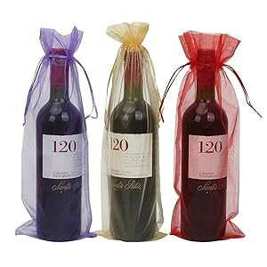 HRX Package 30 Pack Organza Wine Bottle Gift Bags with Drawstring for Valentine's Day, 14.7 By 5.3 inches