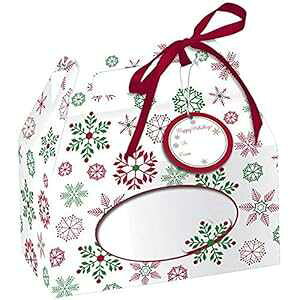 Xm[t[N NbL[/g[g{bNX L[nht Mtg^Ot - 8Zbg Creative Converting Snowflake Cookie/Treat Boxes With Carry Handles, Plus Gift Tags - Set of 8