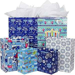 FZOPO nkJ MtgobOZbgA^Otv~Aî܂܂ȃTCY̎ 12 A 4 A 4 A^ 4  (nbs[nkJfUC 6 ) FZOPO Hanukkah Gift Bag Set, 12 Pieces Premium Qu