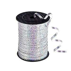 BEISHIDA 500 Yards Silver Ribbon Curling Crimped, Balloon String Shiny Metallic Roll for Gift Wrapping Ribbon for Birthday Party Festival Art Craft Decor Florist F Decoration