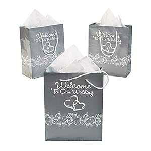 Fun Express - c[n[g EFJ EFfBO MtgobO (dz) - p[eB[pi - obO - y[p[Mtg nht - 12 Fun Express - Two Heart Welcome Wedding Gift Bag (dz) - Party Supplies - Bags - 