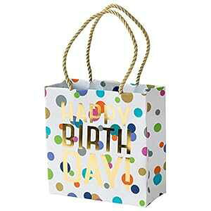 Caspari Happy Birthday  X[ XNGA MtgobO - 4  Caspari Happy Birthday Confetti Small Square Gift Bag - 4 Bags