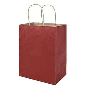 bagmad 100 Pack 8x4.75x10 inch Medium Red Gift Paper Bags with Handles Bulk, Kraft Bags, Craft Grocery Shopping Retail Party Favors Wedding Bags Sacks (Red, 100pcs)