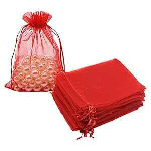 HRX pbP[W I[KUobO bh 100  5 x 7 C` NX}XMtg ВobO bVWG[|[` EFfBOp[eB[̋LOip HRX Package Organza Bags Red 100pcs, 5 x 7 inches 