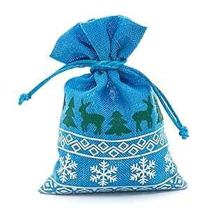 zf[В|[` MtgAWG[Ap[eB[LOip u[&zCg 4C` x 6C` obO6Zbg Eos Designs Studio Holiday Drawstring Pouch for Gifts, Jewelry and Party Favors Set of 6 Blue & Whit