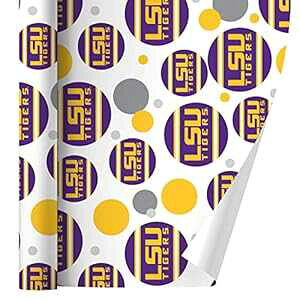�O���t�B�b�N�Ƃ��̑� LSU ���[�h�}�[�N �W���[�W �X�g���C�v �M�t�g� ������[�� GRAPHICS & MORE LSU Wordmark with Jersey Stripes Gift Wrap Wrapping Paper Roll